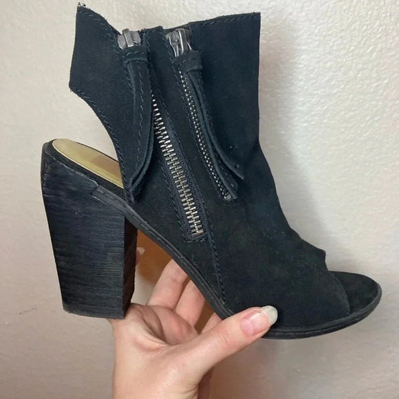 Dolce Vita Open Toed Suede Booties Size 8 Black Boots - Picture 5 of 10